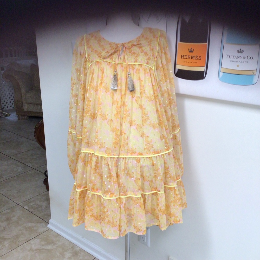 Free People Floral Yellow Tiered Dress - Picture 5 of 16